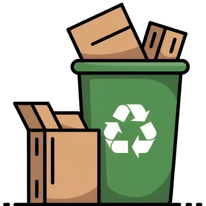 Recycling can with cardboard boxes in it and next to it.