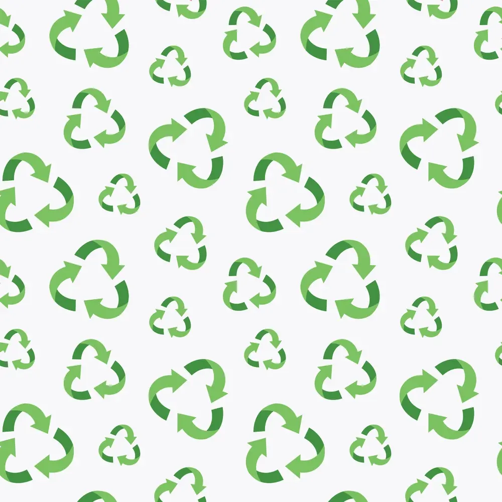 A lot of recycling symbols in a pattern